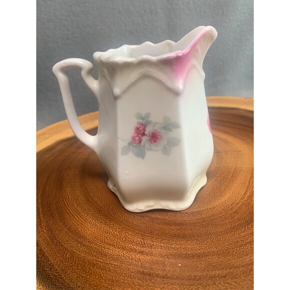 Vintage German Porcelain Creamer Pitcher with Floral Pattern 4 inch tall - Picture 6 of 14